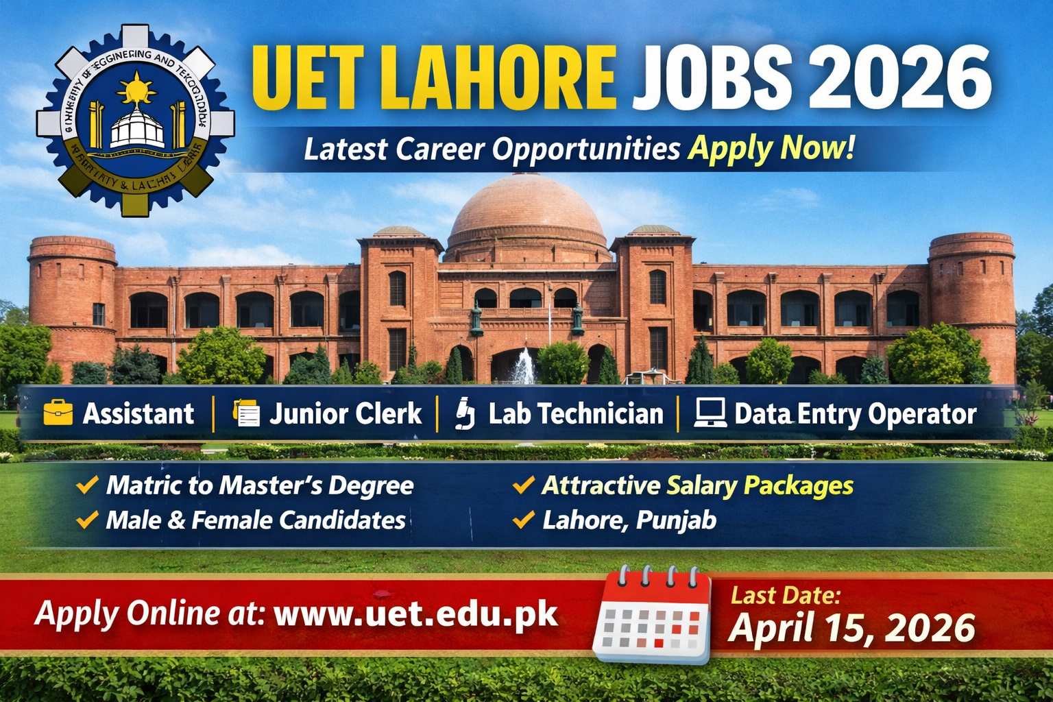UET Lahore Jobs 2026